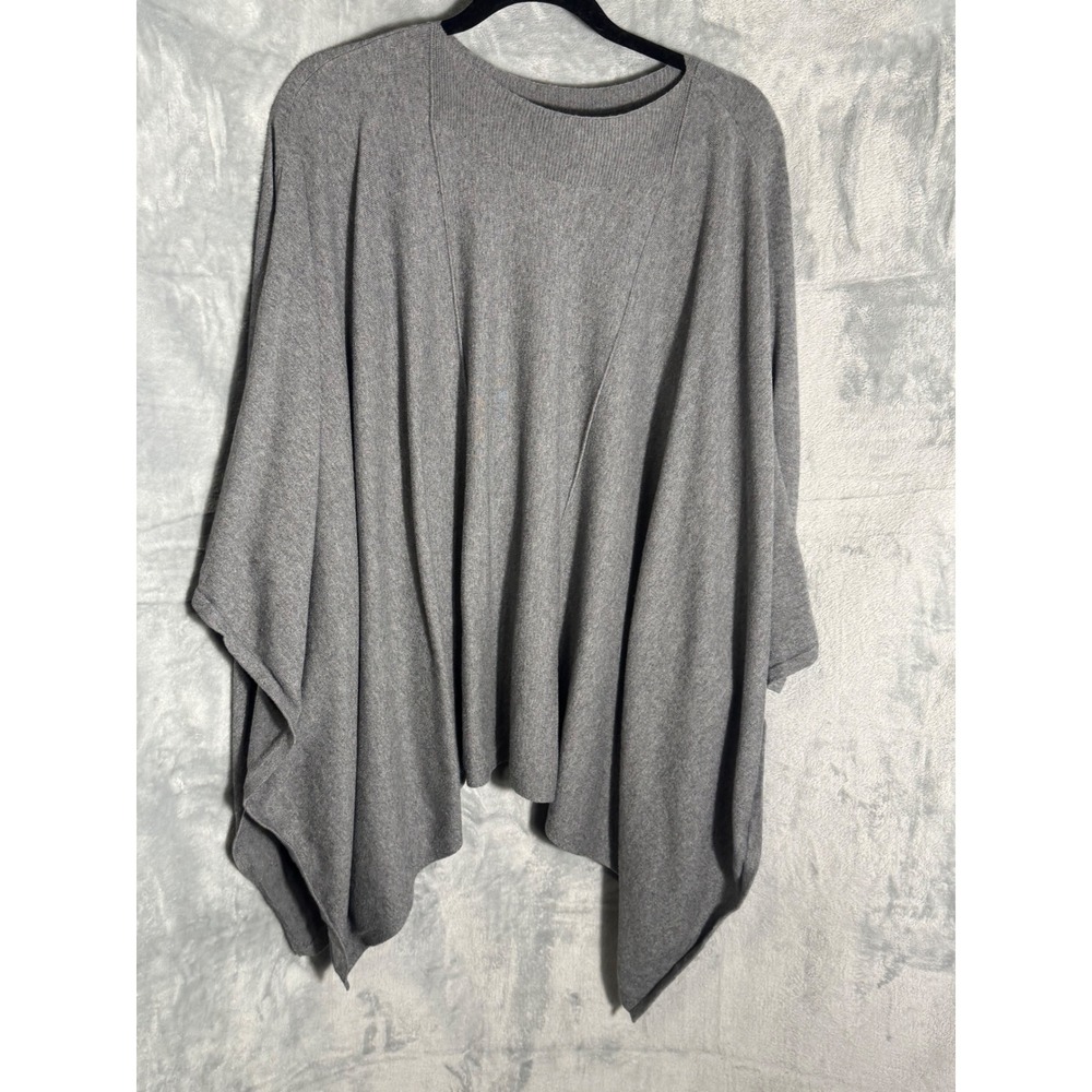 Chico's Heather Gray Poncho Sweater Cotton Cashmere Blend Knit Wrap‎ SM S/M